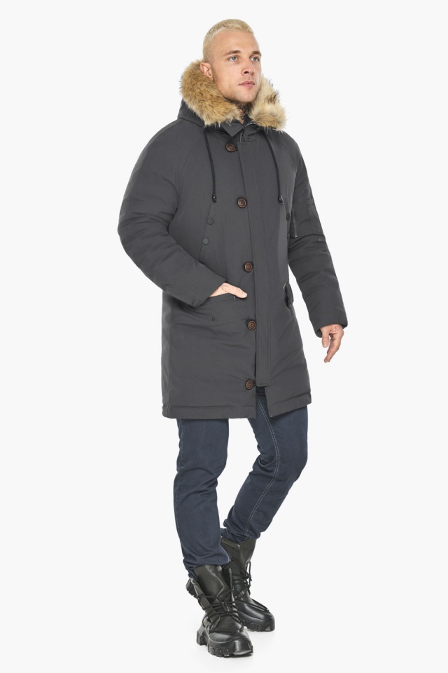 Зимняя мужская серая куртка лаконичная модель 58555 Braggart "Arctic" фото 2