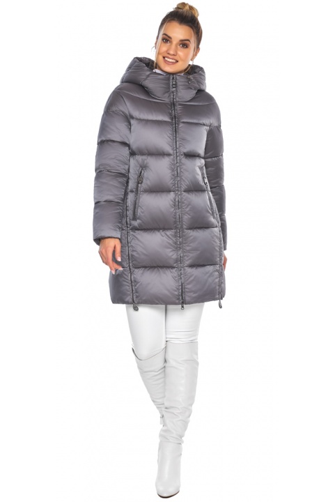 Зимова жіноча куртка на змійці колір перлинно-сірий модель 51120 Braggart "Angel's Fluff" фото 1