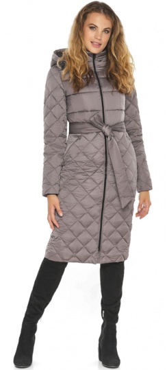 Пудровая женская куртка осенняя длиной до колен модель 60096  фото 1