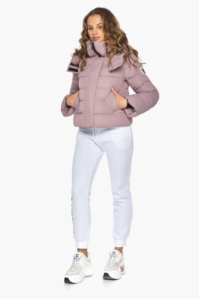Женская куртка с воротником осенне-весенняя пудровая модель 21470 Youth фото 2