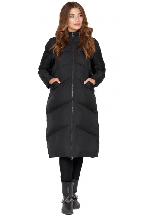 Куртка зимняя стильного дизайна женская черная модель 1813 Sara Leona фото 1