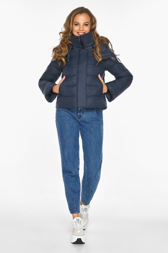 Темно-синяя куртка трендовая осенне-весенняя женская модель 21470 Youth фото 2