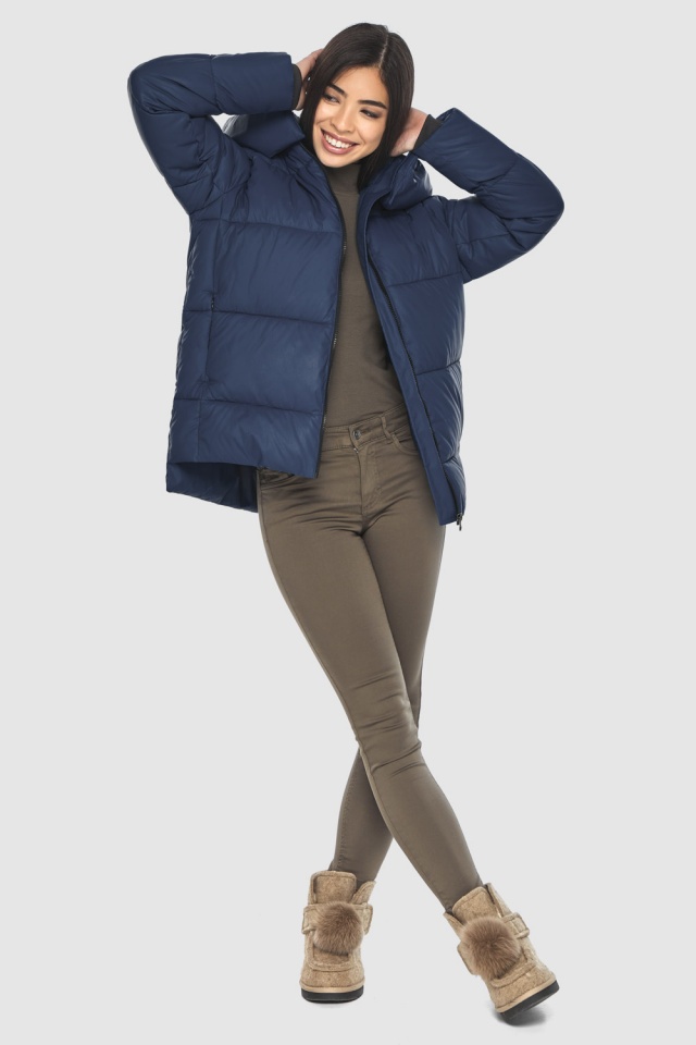 Куртка синяя трендовая женская весенняя модель M6212  фото 5