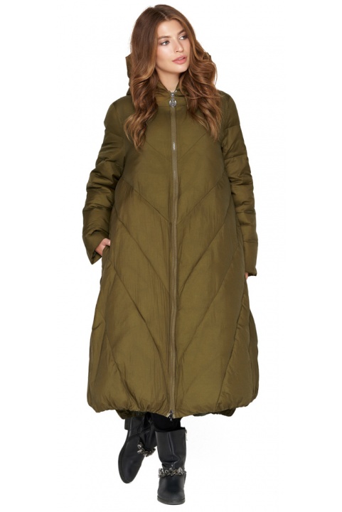 Зимняя куртка свободная женская цвета хаки модель 1832 Sara Leona фото 1