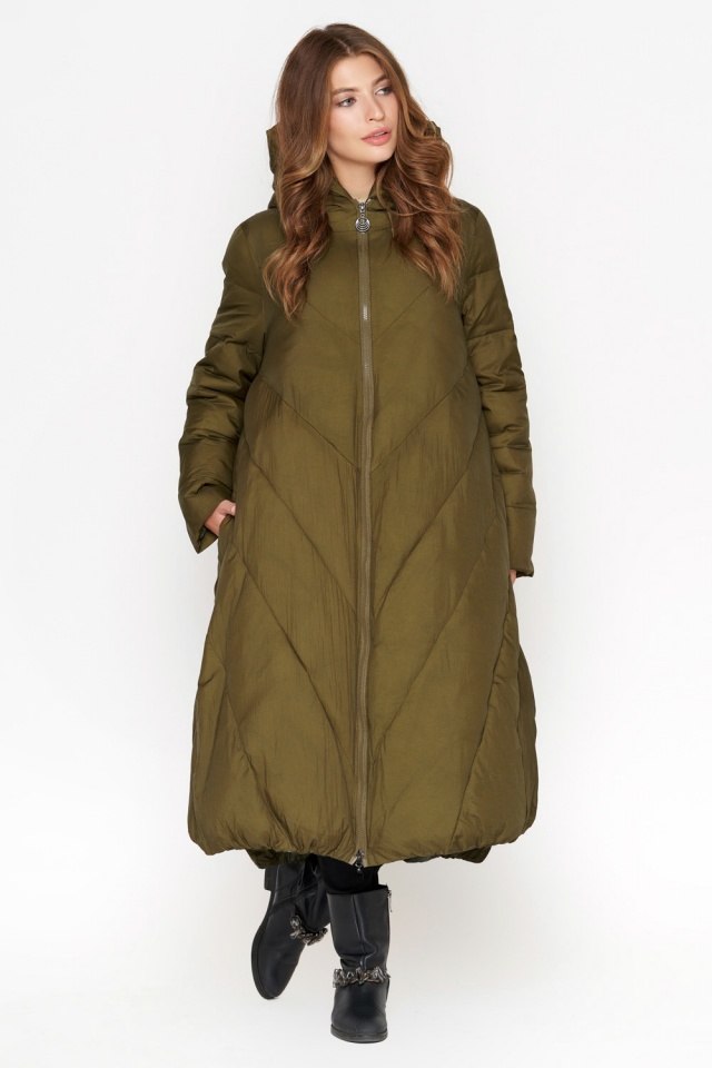 Зимняя куртка свободная женская цвета хаки модель 1832 Sara Leona фото 2