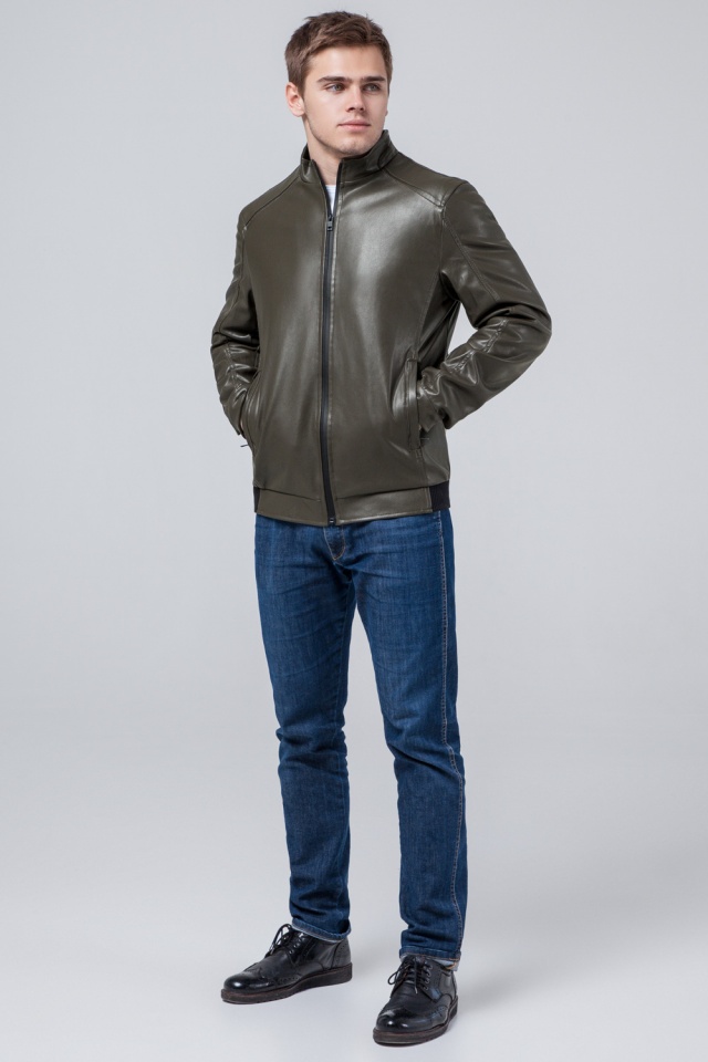 Короткая подростковая куртка из полиуретановой кожи цвет хаки модель 1588 Braggart "Youth" фото 2