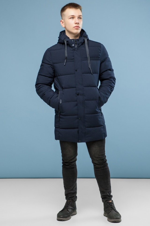 Модна куртка чоловіча зимова колір темно-синій модель 6002 Kiro Tokao – Ajento фото 2