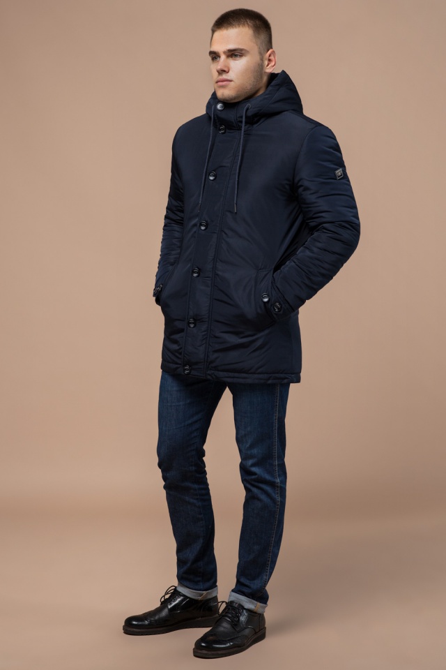 Зимняя куртка-парка с карманами мужская тёмно-синяя модель 4282 Braggart "Dress Code" фото 2
