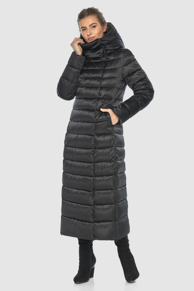 Чёрная практичная женская куртка модель M6210  фото 4