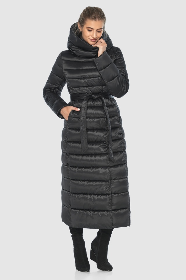 Чёрная практичная женская куртка модель M6210  фото 2