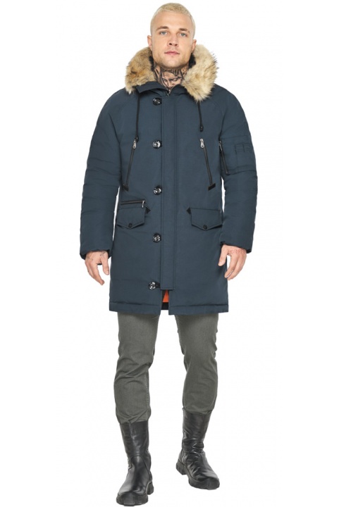 Зимняя серо-синяя куртка мужская с прорезными карманами модель 42066 Braggart "Arctic" фото 1