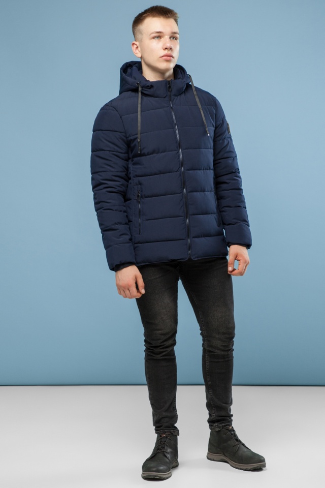 Тёплая куртка на зиму мужская тёмно-синяя модель 6016 Kiro Tokao – Ajento фото 2