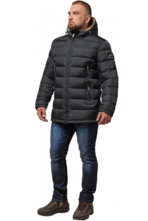 Куртка с карманами зимняя мужская графитового цвета модель 25285 Braggart "Dress Code" фото 1