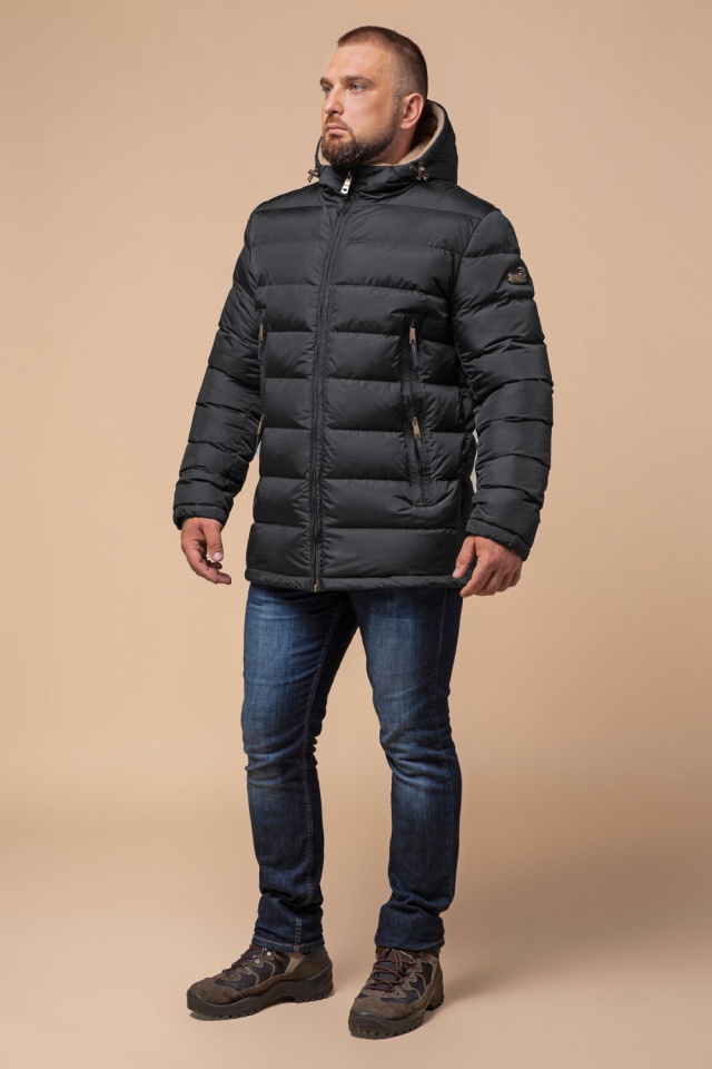 Куртка с карманами зимняя мужская графитового цвета модель 25285 Braggart "Dress Code" фото 2