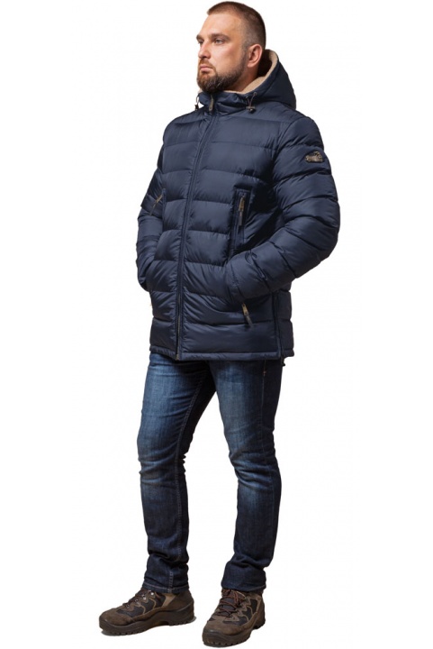 Куртка на молнии зимняя мужская темно-синяя модель 25285 Braggart "Dress Code" фото 1