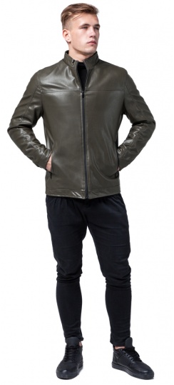 Стильная кожаная курточка осенняя на мальчика цвет хаки модель 2825 Braggart "Youth" фото 1