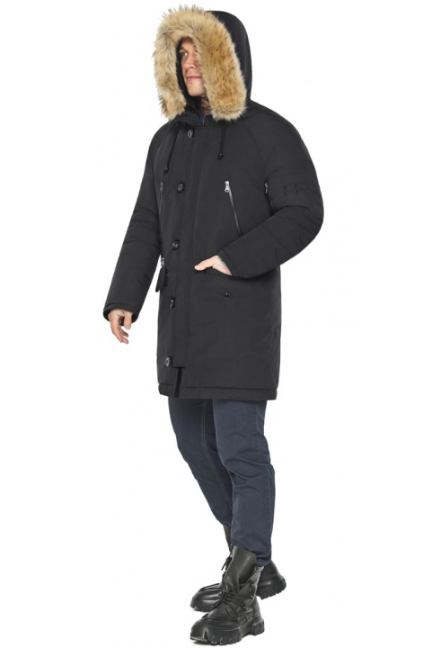Парка чёрная мужская зимняя с опушкой модель 58166 Braggart "Arctic" фото 1