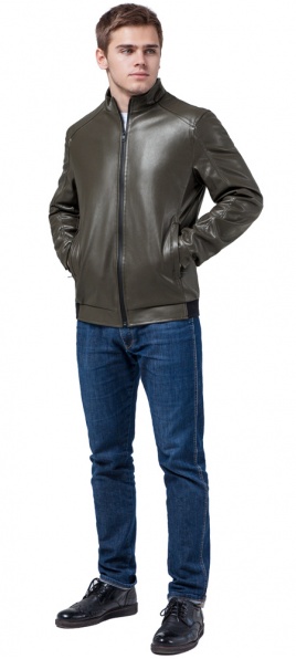 Шкіряна стильна куртка колір хакі модель 1588 Braggart "Youth" фото 1