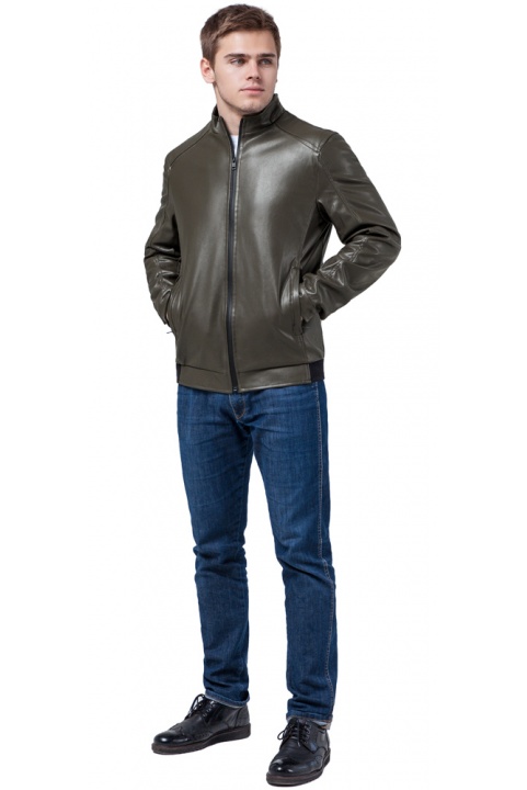 Кожаная стильная куртка цвет хаки модель 1588 Braggart "Youth" фото 1