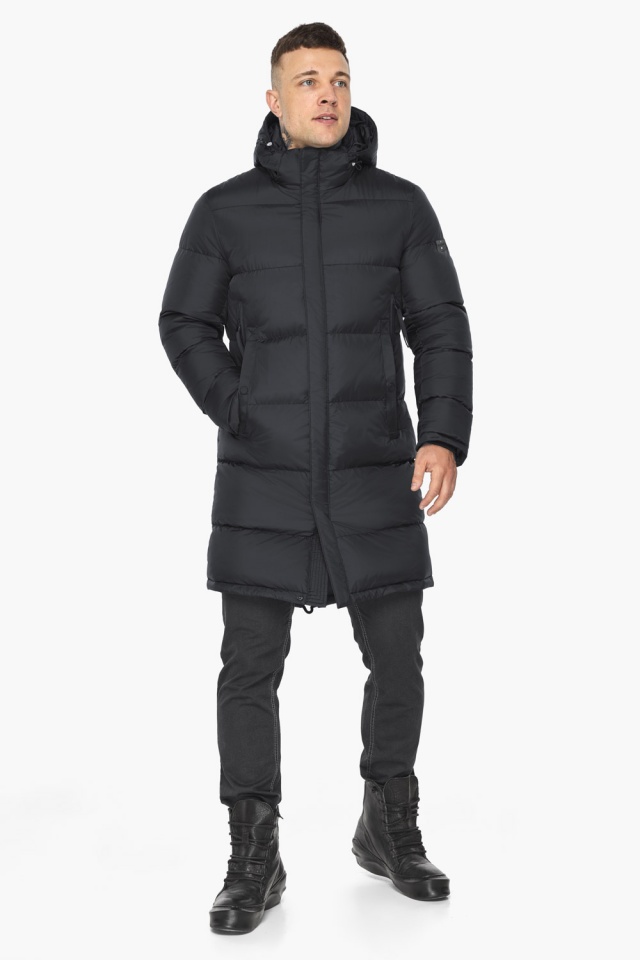 Зимова чоловіча куртка зі знімним капюшоном чорна модель 49773 Braggart "Dress Code" фото 3