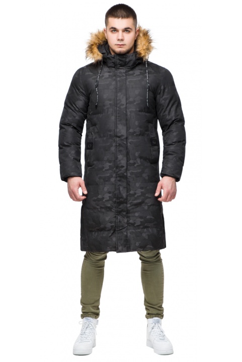 Куртка чоловіча чорна зимова комфортна модель 25390 Braggart "Youth" фото 1
