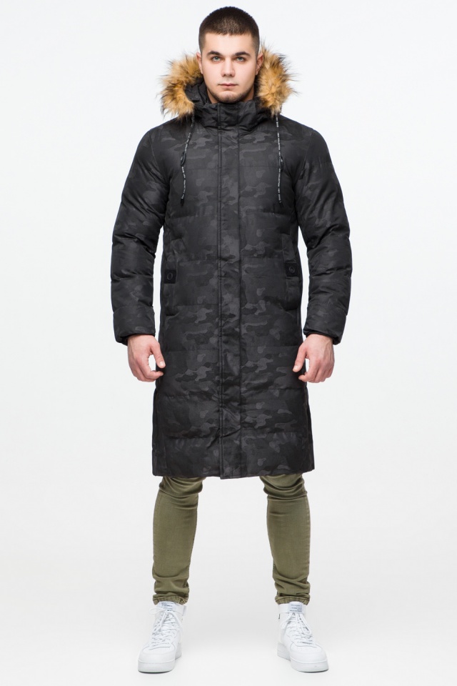 Куртка чоловіча чорна зимова комфортна модель 25390 Braggart "Youth" фото 2