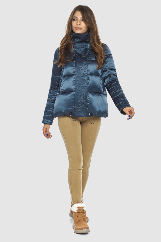 Короткая синяя 1 женская осенняя куртка модель M6981 Moc – Ajento – Vivacana фото 2