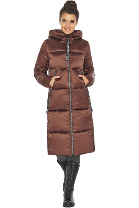 Женская куртка на молнии каштановая для зимы модель 56530 Braggart "Angel's Fluff" фото 1