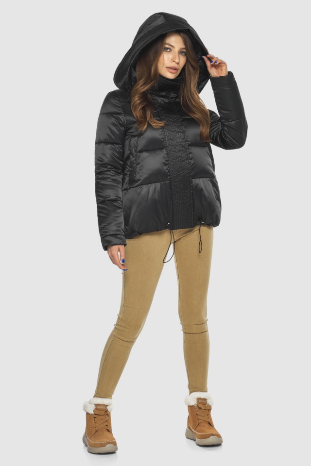 Свободная чёрная 1 женская куртка осенняя модель M6981 Moc – Ajento – Vivacana фото 2