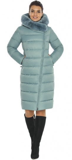 Зимова куртка з кишенями на блискавках жіноча небесного кольору модель 31049 Braggart "Angel's Fluff" фото 1