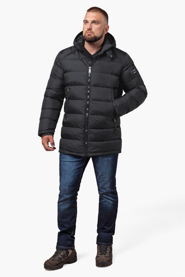 Зимняя чёрная мужская курточка с капюшоном модель 63901 Braggart "Aggressive" фото 3
