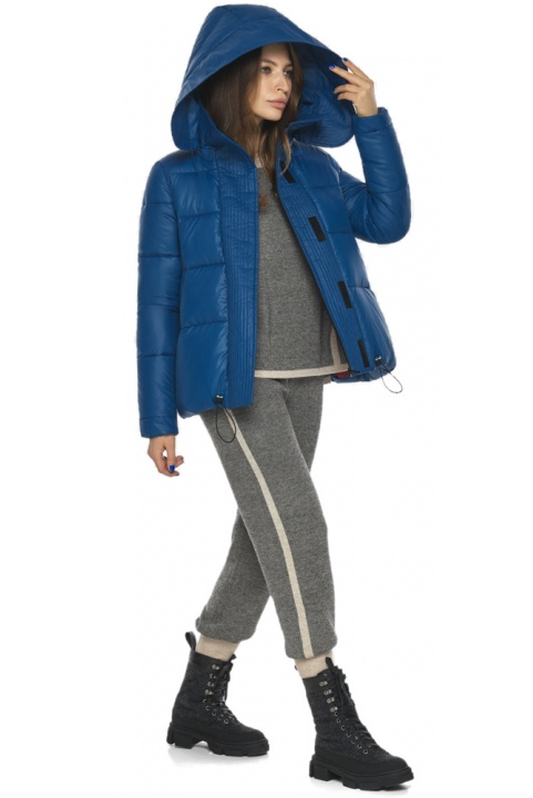 Аквамариновая женская куртка с высоким воротником весенняя модель M6981 Moc – Ajento – Vivacana фото 1