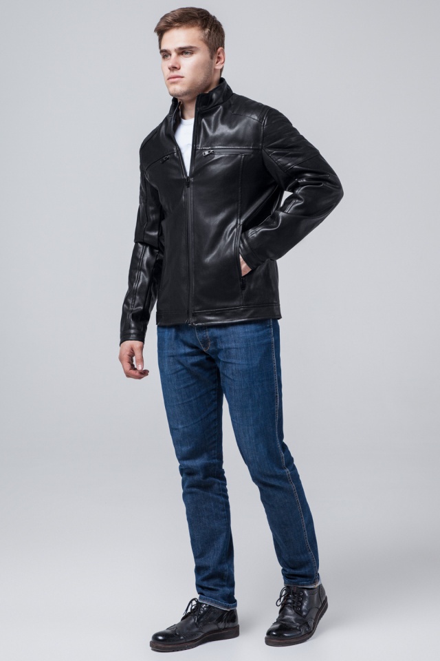 Черная куртка мужская осенне-весенняя молодежная модель 3645 Braggart "Youth" фото 2