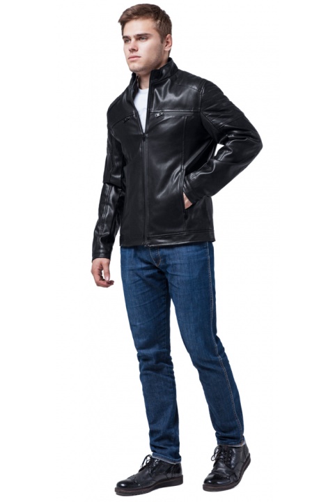 Черная куртка мужская осенне-весенняя молодежная модель 3645 Braggart "Youth" фото 1