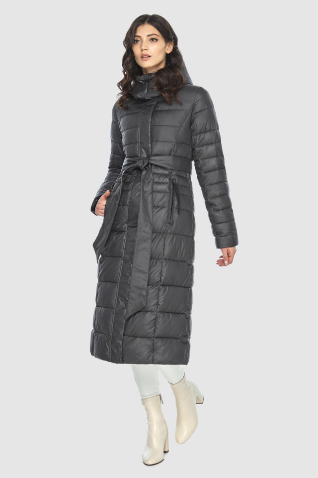 Длинная осенне-весенняя женская курточка серого цвета модель 8140/21 Vivacana фото 2