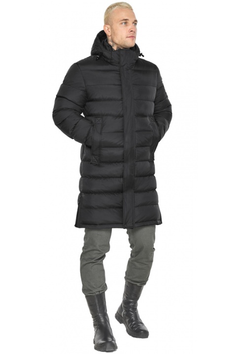 Зимняя чёрная мужская куртка с капюшоном на затяжках модель 51450 Braggart "Aggressive" фото 1