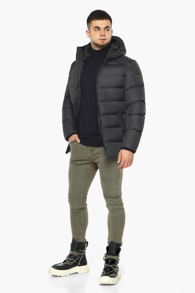 Короткая мужская зимняя графитовая куртка модель 37055 Braggart "Aggressive" фото 3
