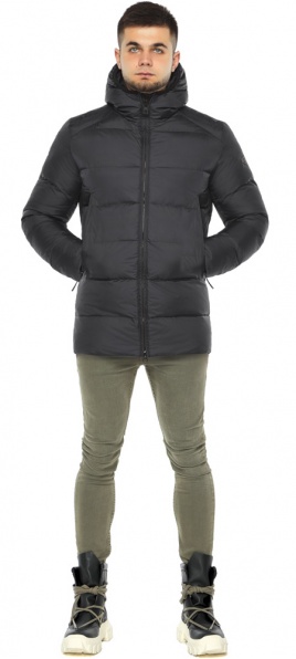 Короткая мужская зимняя графитовая куртка модель 37055 Braggart "Aggressive" фото 1