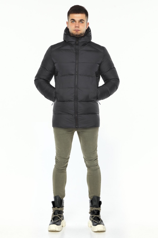 Короткая мужская зимняя графитовая куртка модель 37055 Braggart "Aggressive" фото 2