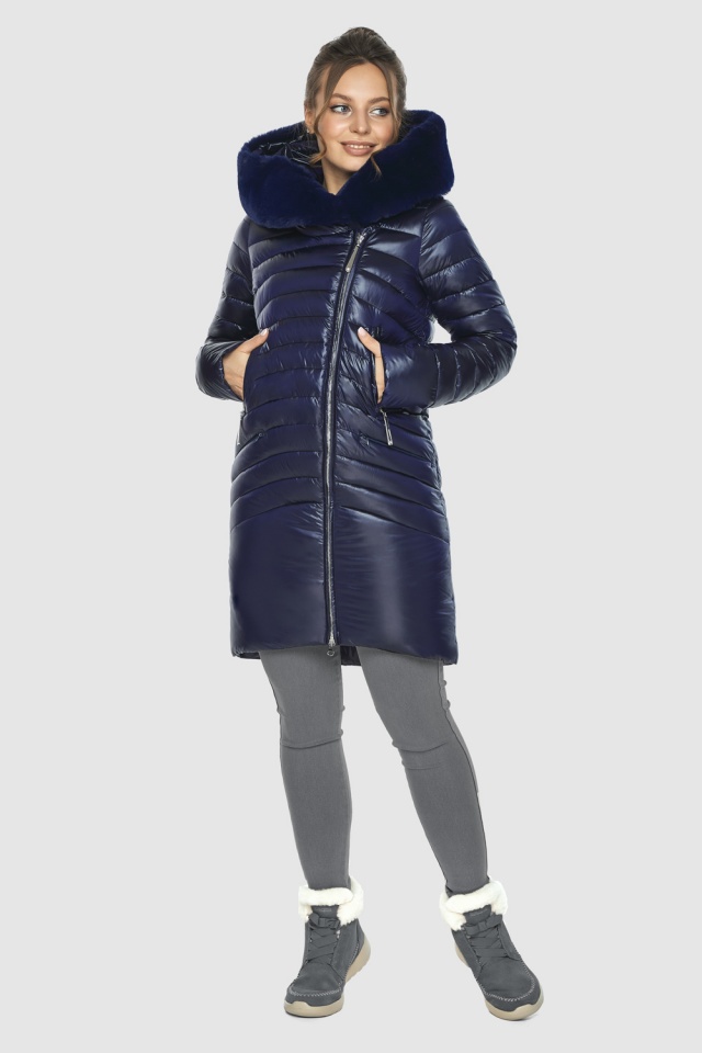 Жіноча синя 1 куртка з продуманими деталями модель 533-28 Ajento – Wild фото 2