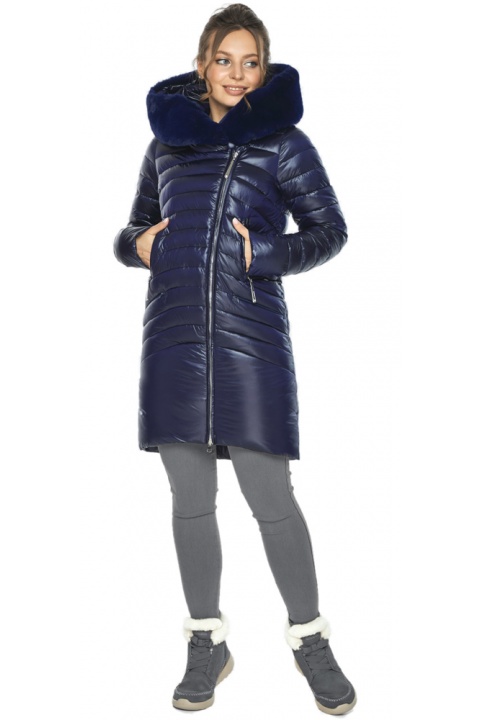 Женская синяя 1 куртка с продуманными деталями модель 533-28  фото 1