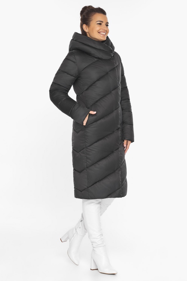Жіноча чорна куртка зимова з кишенями модель 30952 Braggart "Angel's Fluff" фото 2