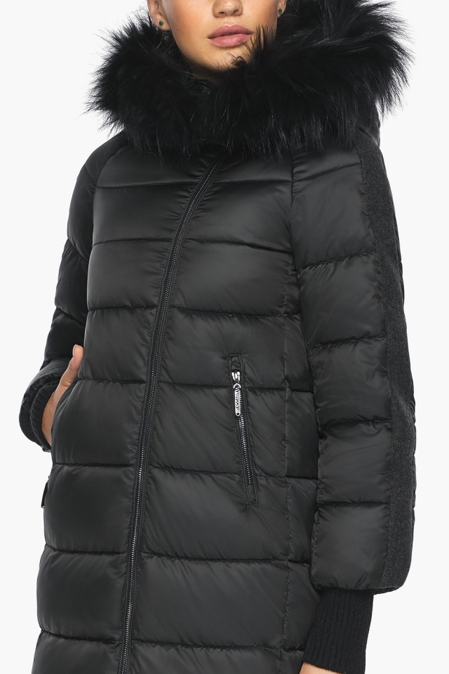 Куртка женская чёрная удобного фасона на зиму модель 42150 Braggart "Angel's Fluff" фото 8
