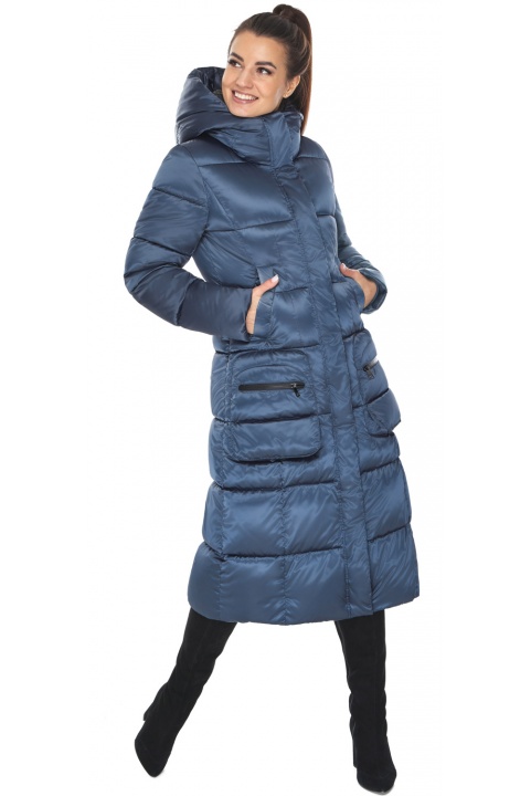 Зимняя сапфировая женская куртка с капюшоном модель 59230 Braggart "Angel's Fluff" фото 1