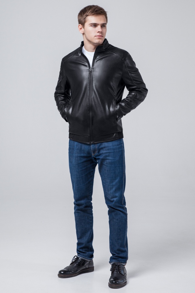 Черная куртка осенне-весенняя мужская качественного пошива модель 1588 Braggart "Youth" фото 2
