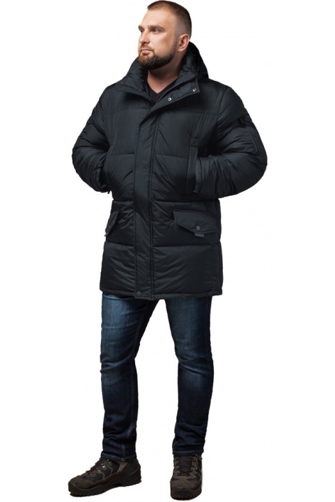 Зимняя мужская куртка большого размера чёрно-синего цвета с карманами модель 3284 Braggart "Titans" фото 1