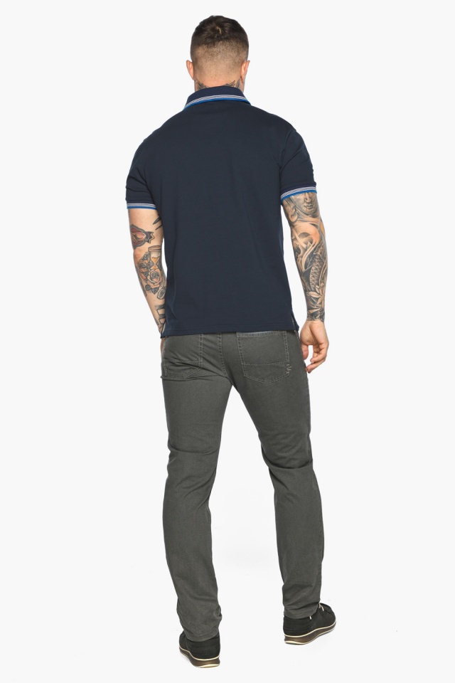 Комфортная мужская тёмно-синяя футболка поло модель 5836 Braggart фото 8