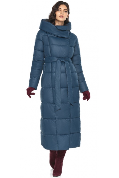 Зимняя удлинённая женская синяя 2 куртка модель M6321 Moc – Ajento – Vivacana фото 1