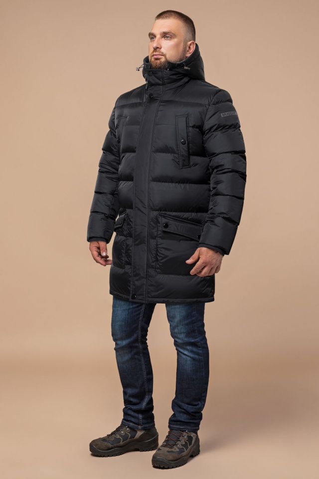 Мужская черная куртка с капюшоном зимняя модель 32045 Braggart "Dress Code" фото 2