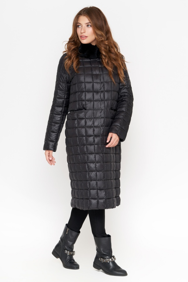 Длинная стеганая куртка осенне-весенняя женская черная модель 18511 Monte Cervino фото 2